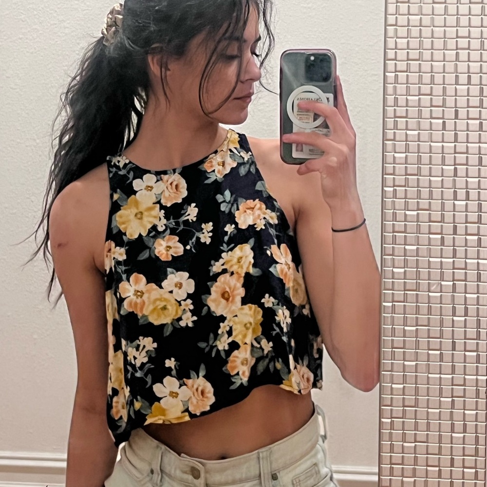 open back forever 21 blue floral